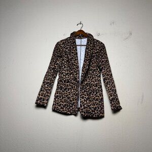 Leopard Print Lapel Collar Blazer Coat Jacket Women S Black Spots Outerwear Y2K